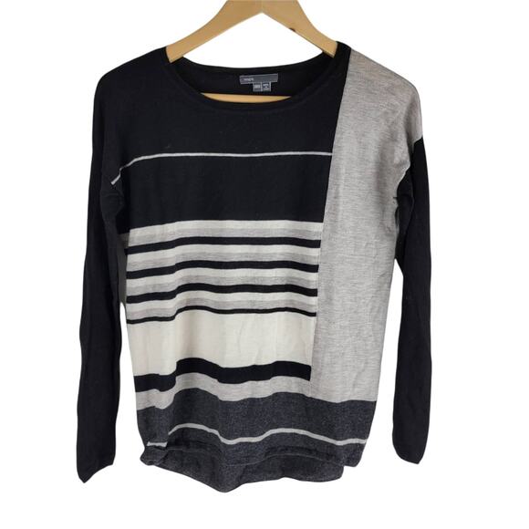 Vince Colorblock Merino Wool Long Sleeve Crew Neck Sweater Black Size XXS - Picture 1 of 5